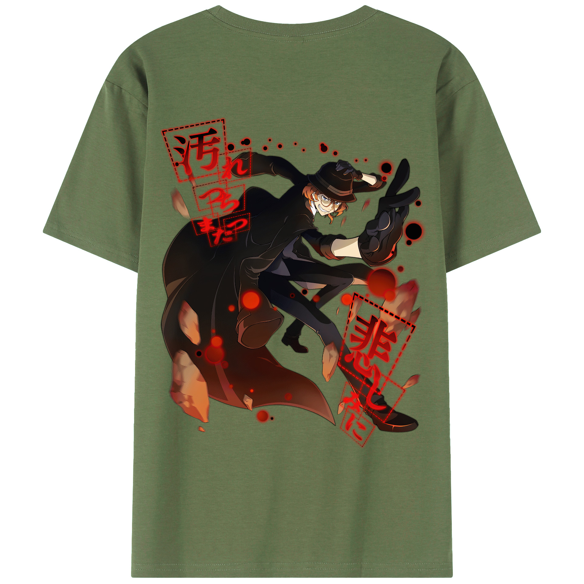 （画像用） 文豪ストレイドッグス Bungo Stray Dogs 綿100％ メンズ半袖Tシャツ（バックプリント） 通気性